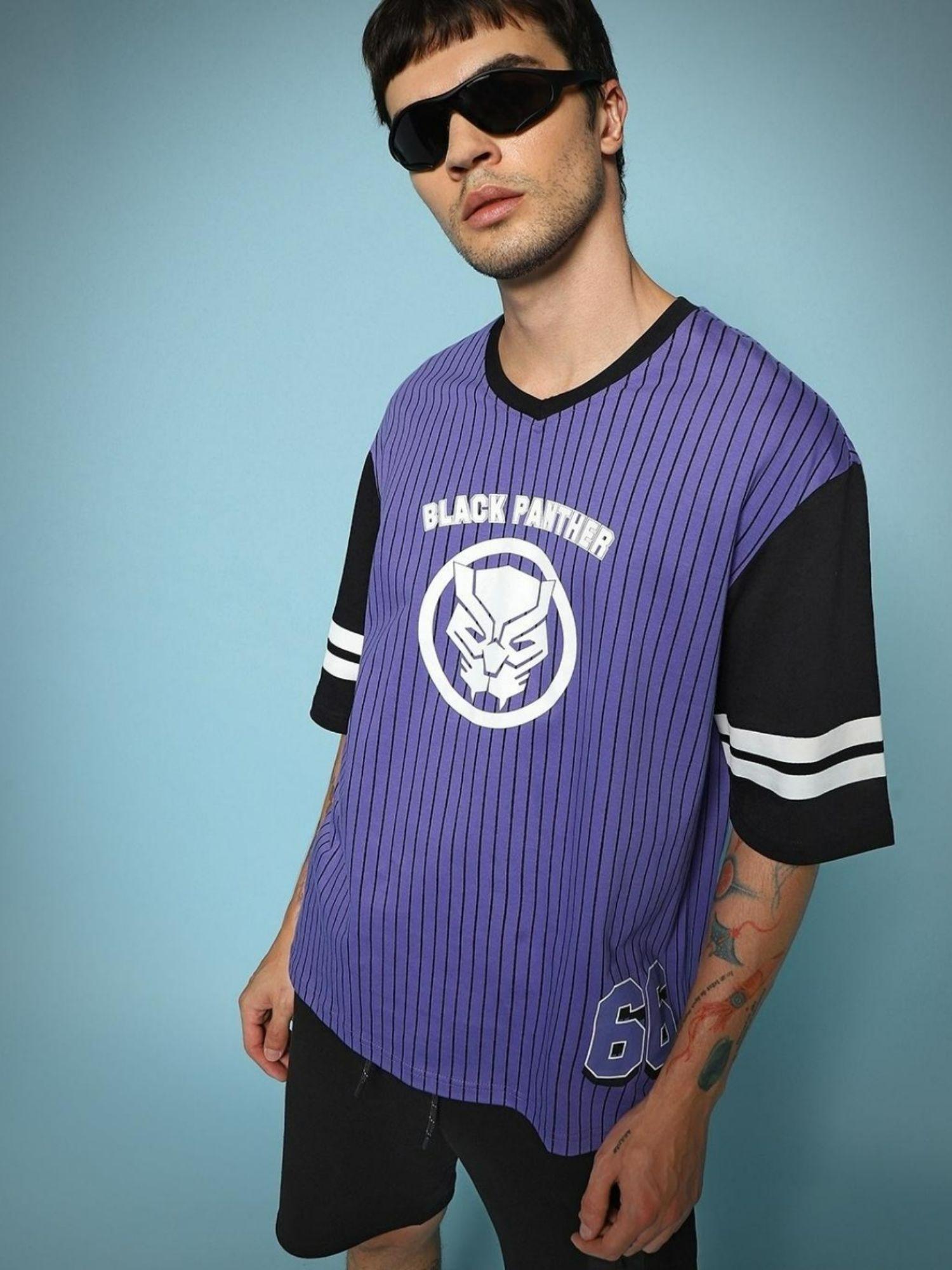 official marvel merchandise plus men purple graphic oversized t-shirt