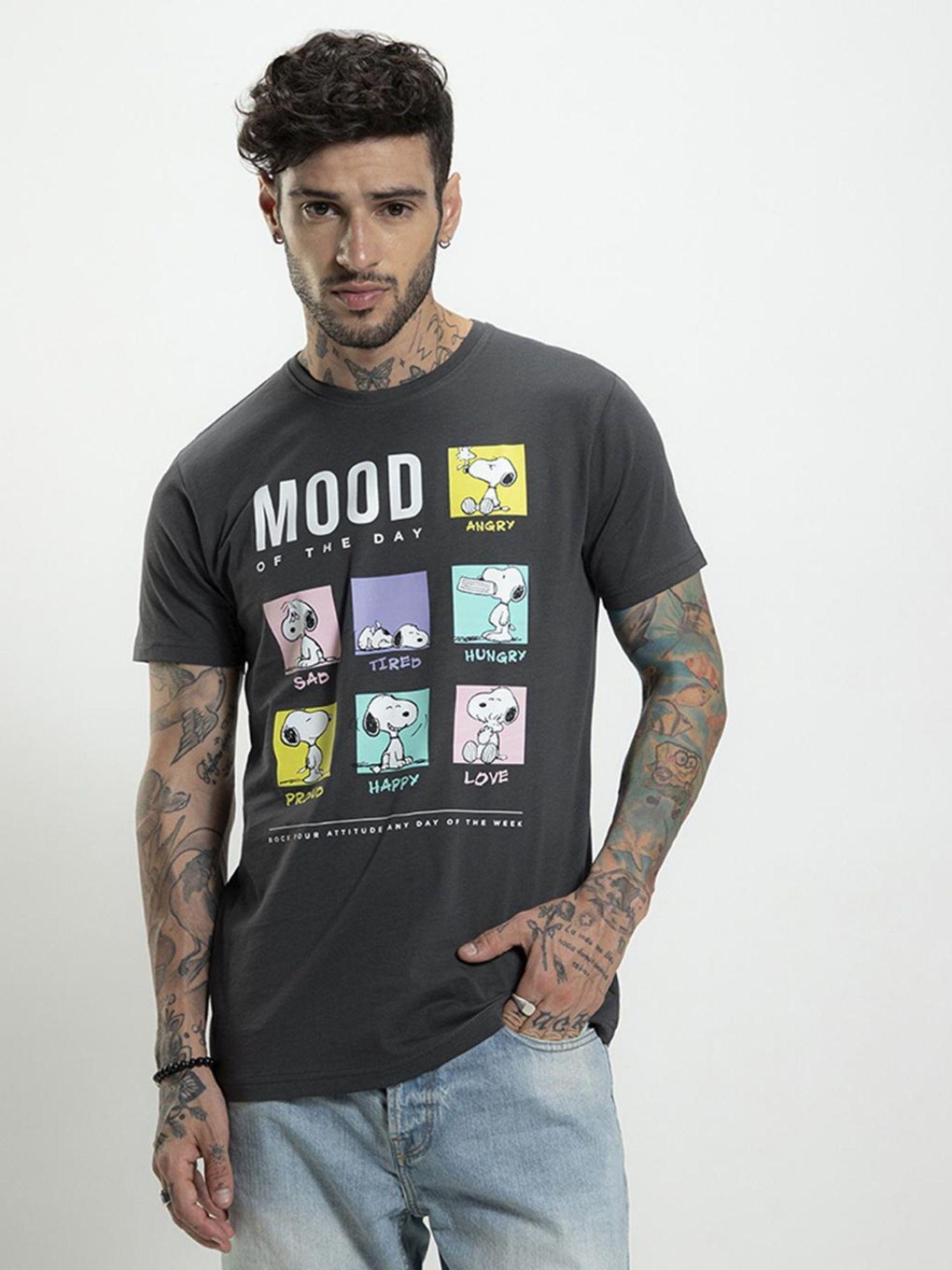 official peanuts merchandise men's grey graphic regular t-shirt