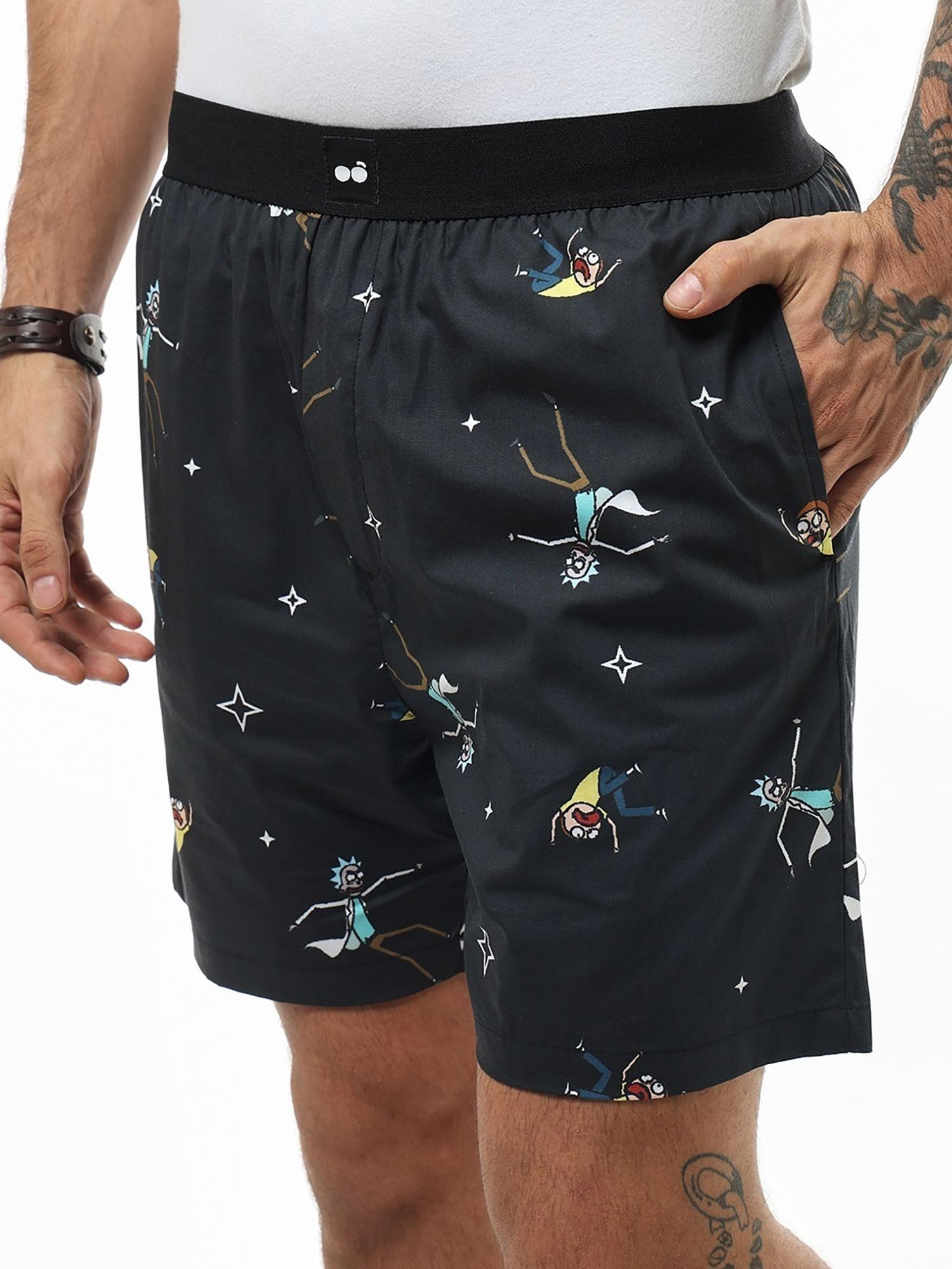 official rick and morty merchandise mens black all over printed boxers