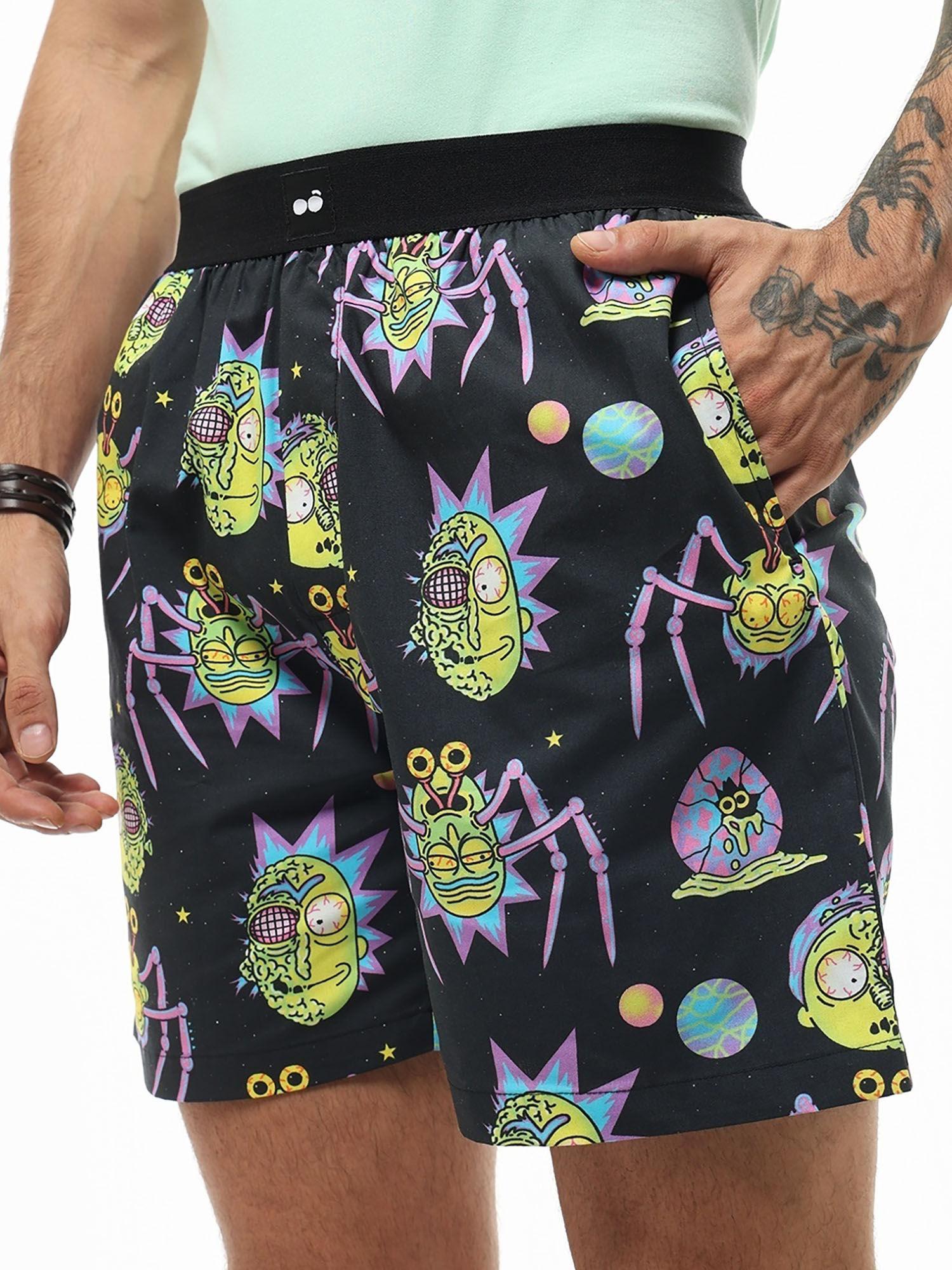 official rick and morty merchandise mens black all over printed boxers