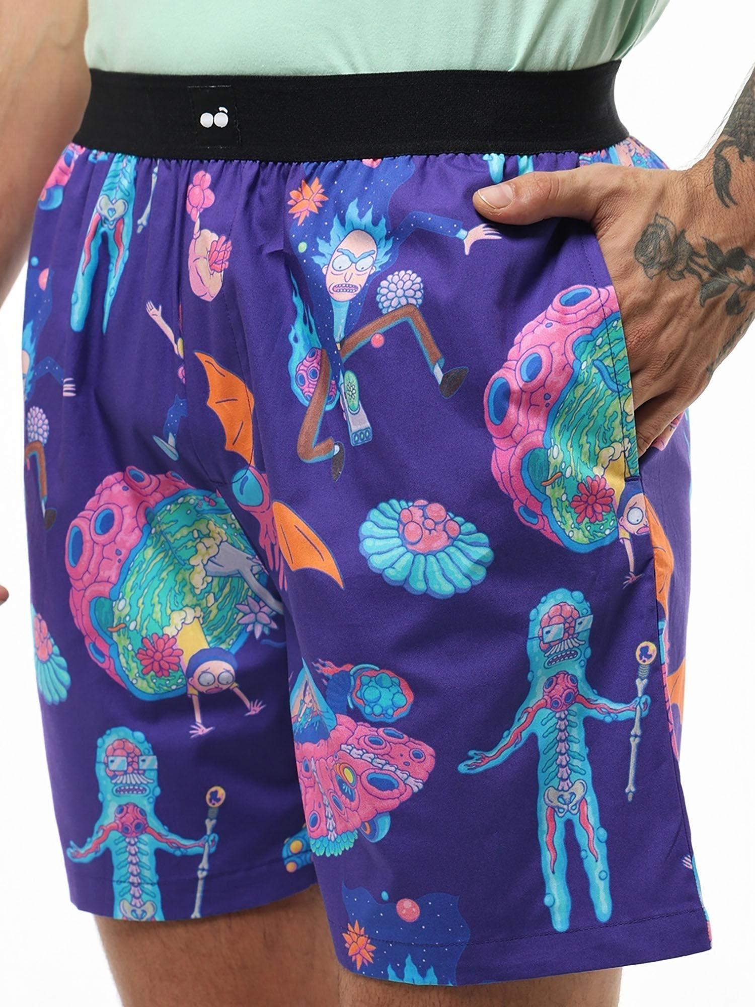 official rick and morty merchandise mens blue all over printed boxers