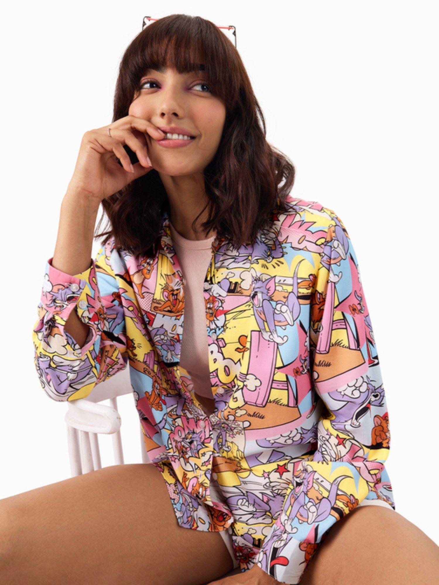 official tom & jerry: high energy women oversized shirts
