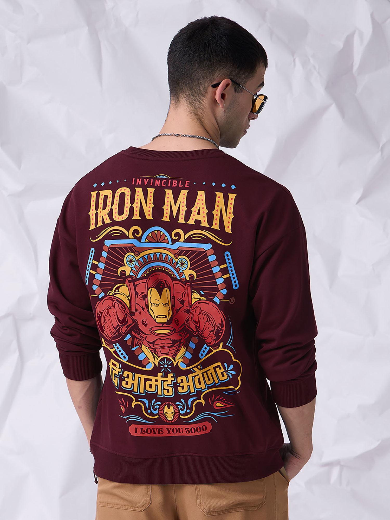 official truck art : iron man oversized sweatshirts burgundy