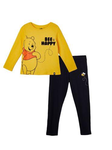 official winnie the pooh happy cotton girls co-ord (set of 2)