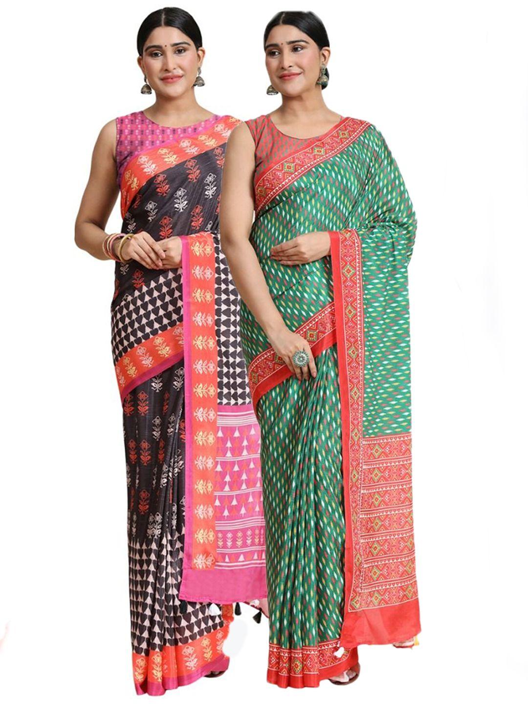 offira tex world set of 2  ethnic motifs pure cotton saree