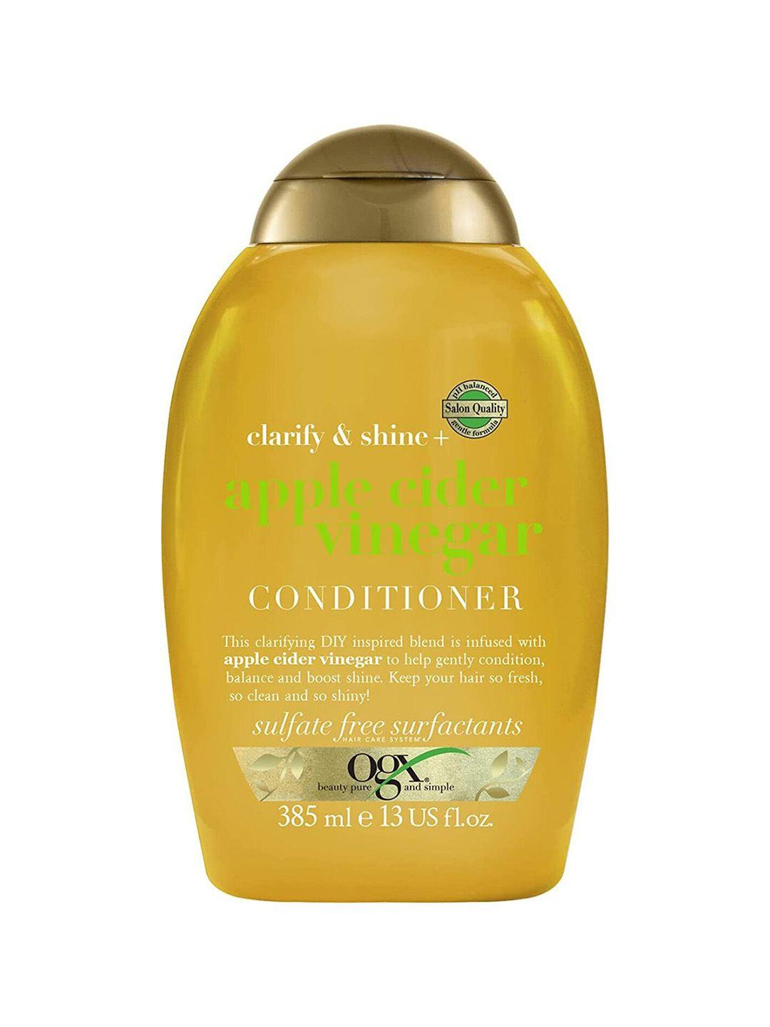 ogx clarify & shine apple cider vinegar conditioner to boost hair shine - 385 ml