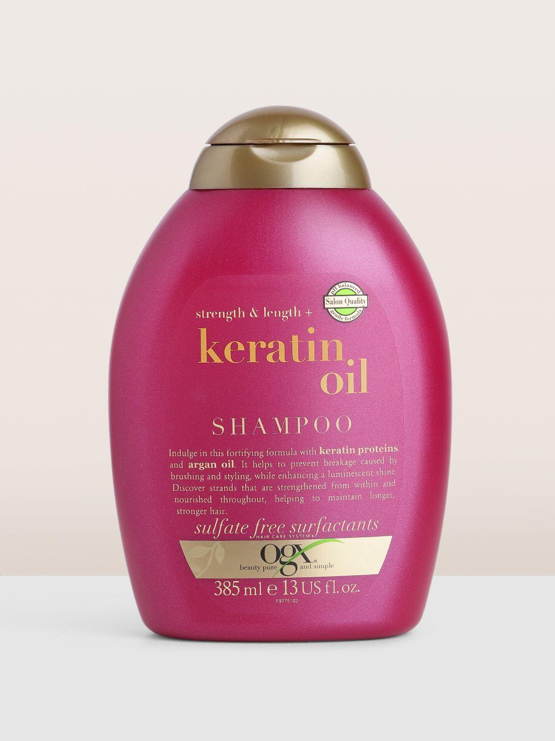 ogx strenght & length keratin oil anti-frizz shampoo with argan oil - 385 ml