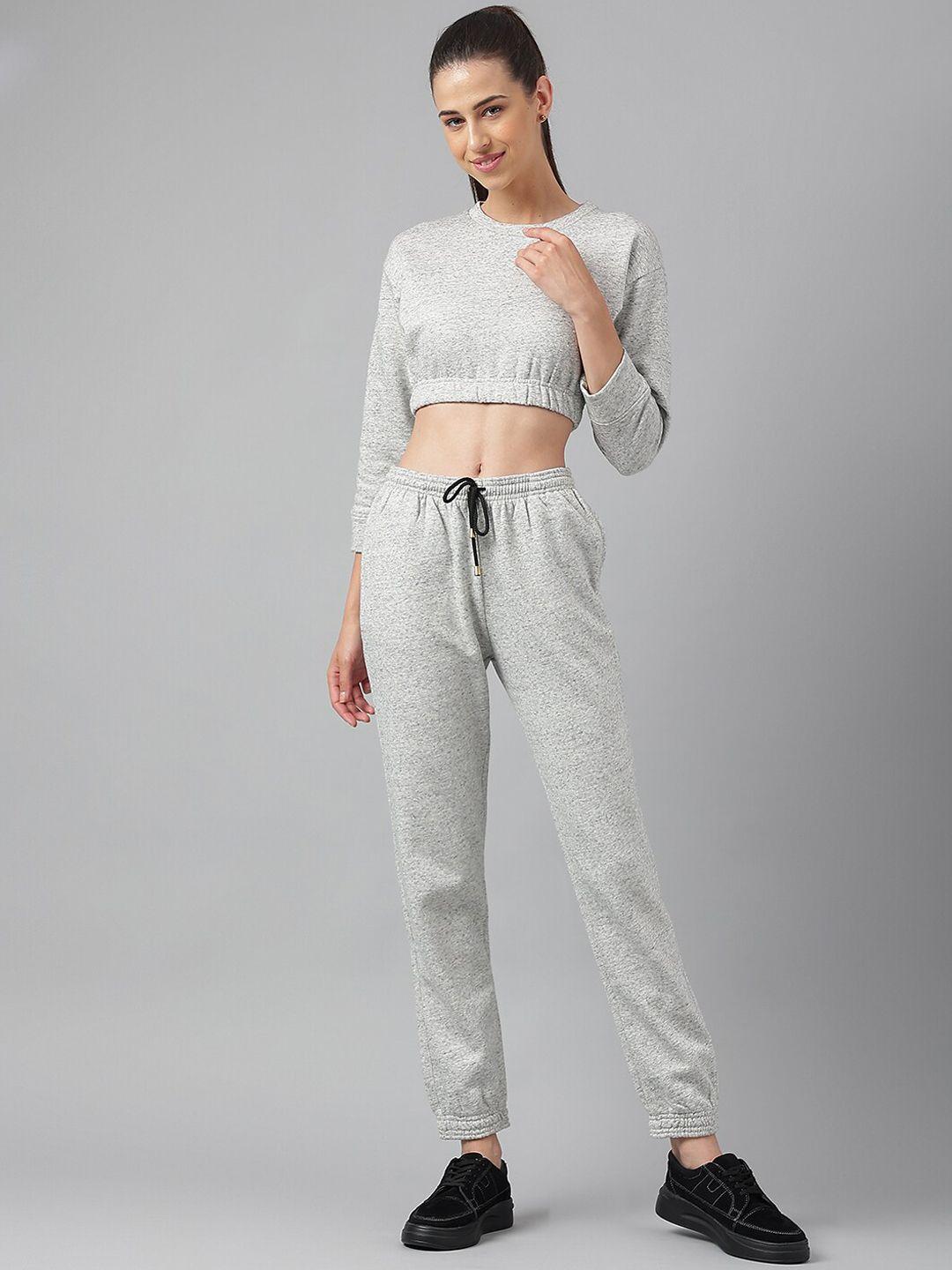 oh so fly crop top & joggers cotton fleece tracksuits