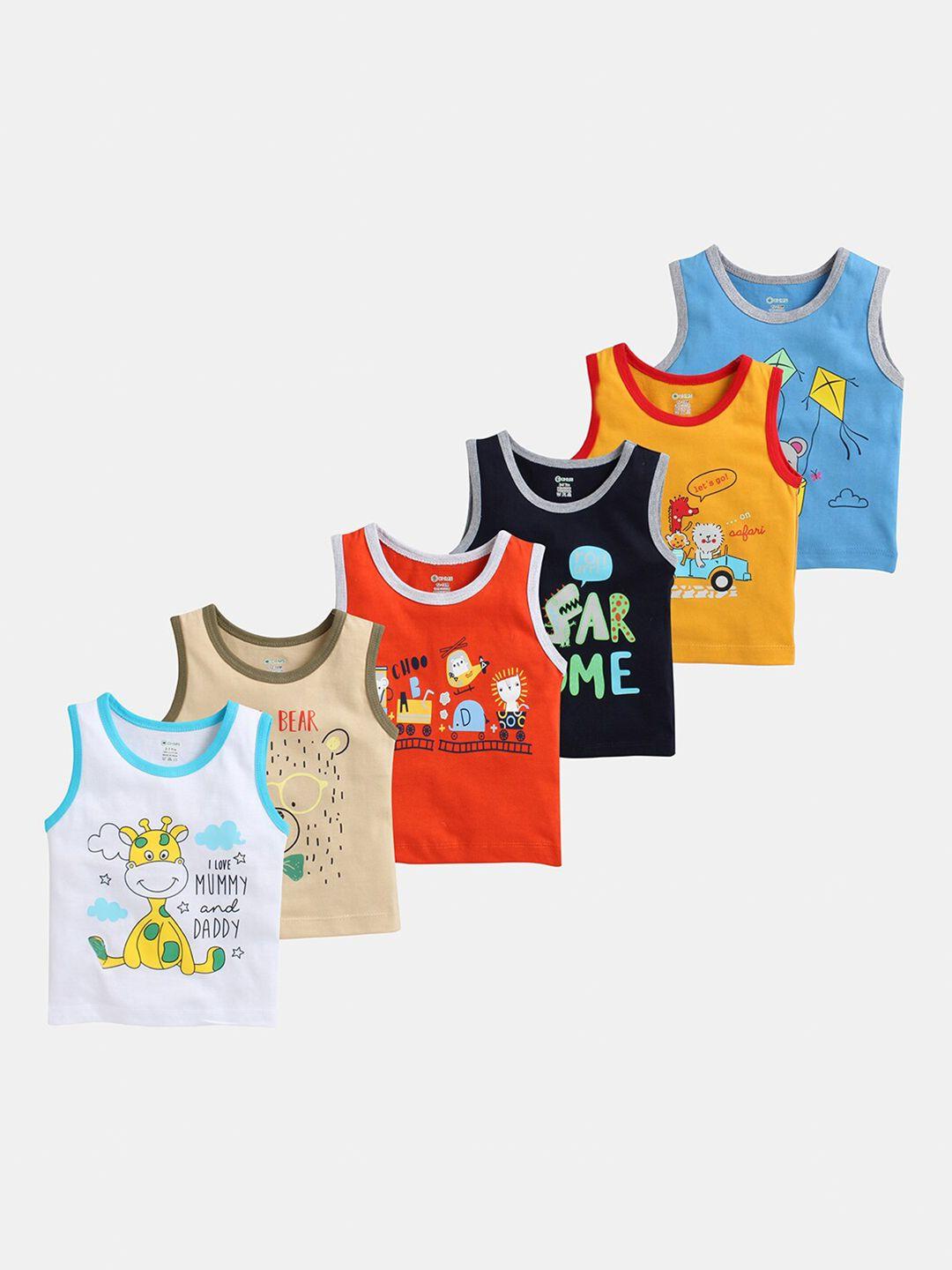 ohms infant boys pack of 6 cotton printed slim fit round neck t-shirt