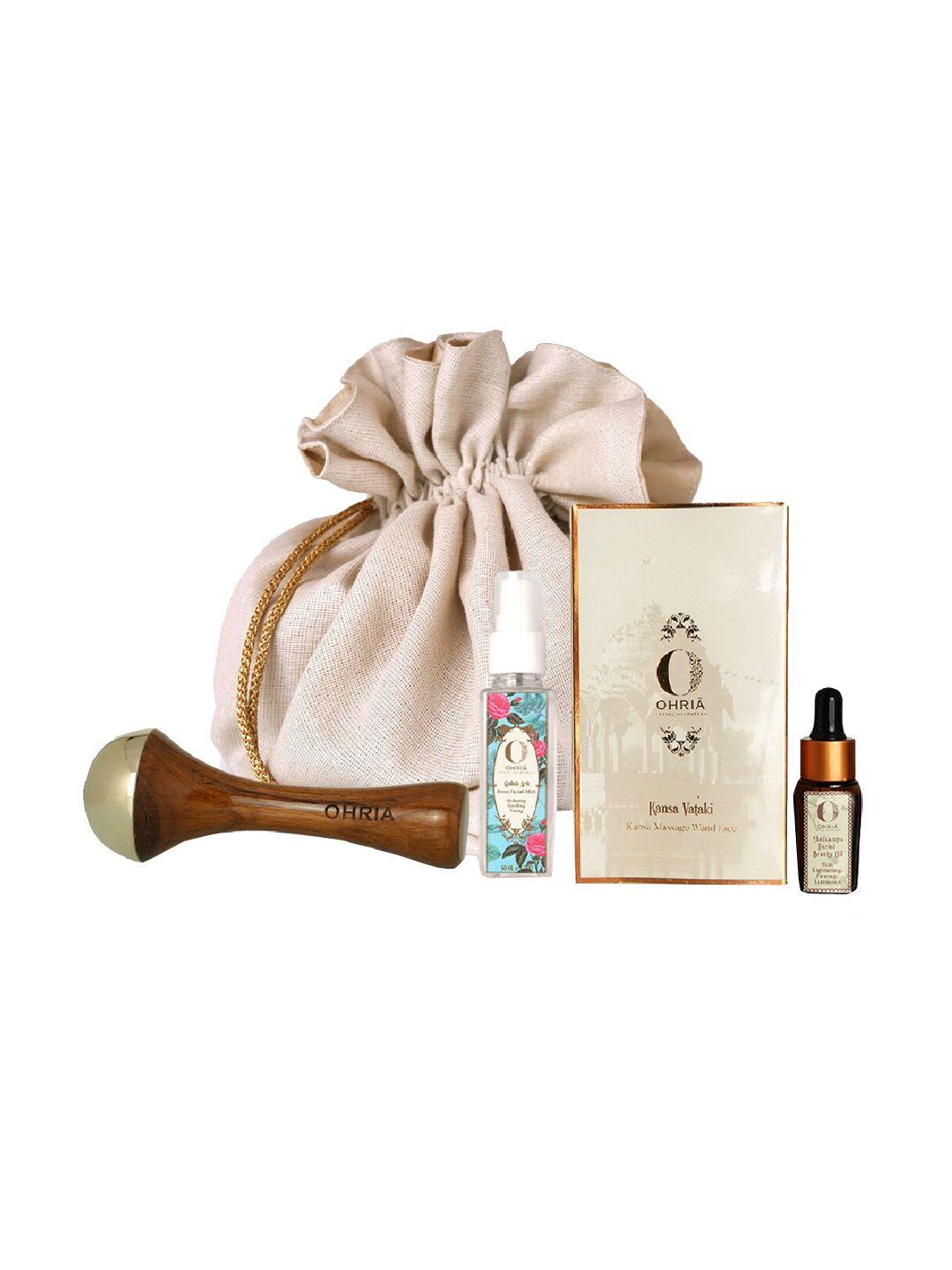 ohria ayurveda kansa face massage ritual kit with kansa face wand