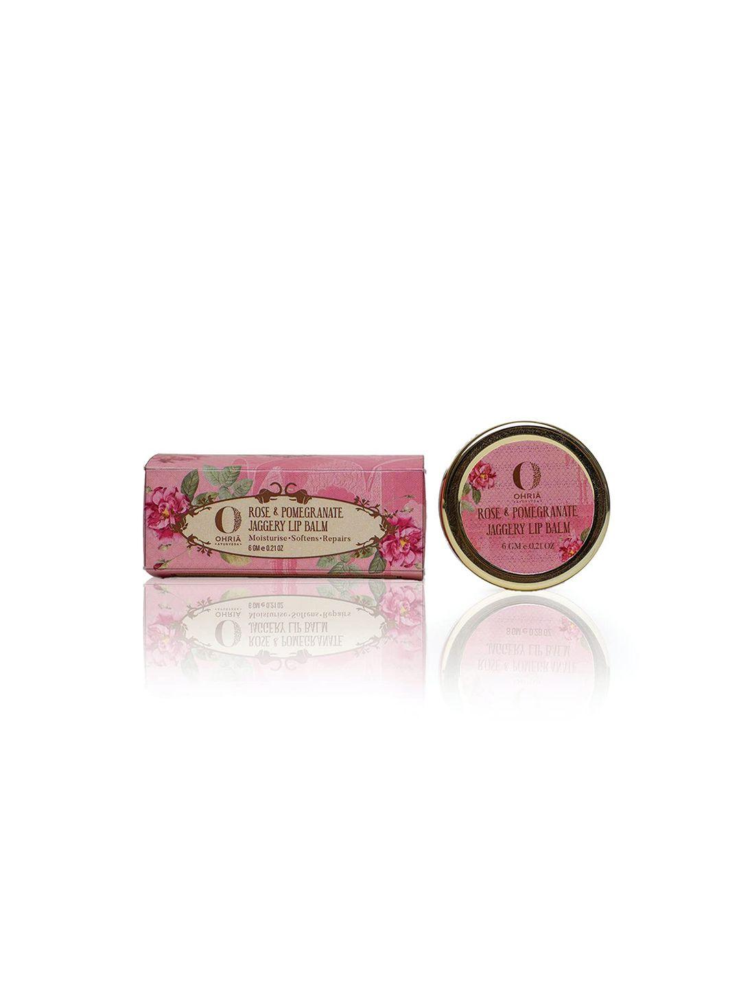 ohria ayurveda rose & pomegranate jaggery lip balm for moisturize softens & repairs - 8g