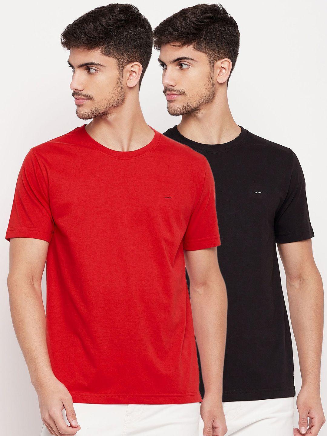 okane men red 2 v-neck pockets t-shirt
