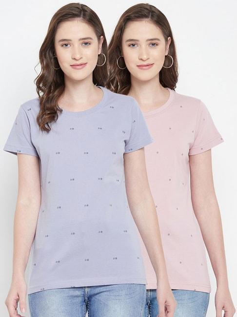 okane pink & blue printed t-shirt - pack of 2