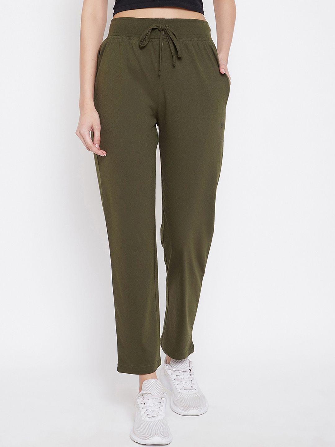 okane-women-olive-green-solid-track-pants