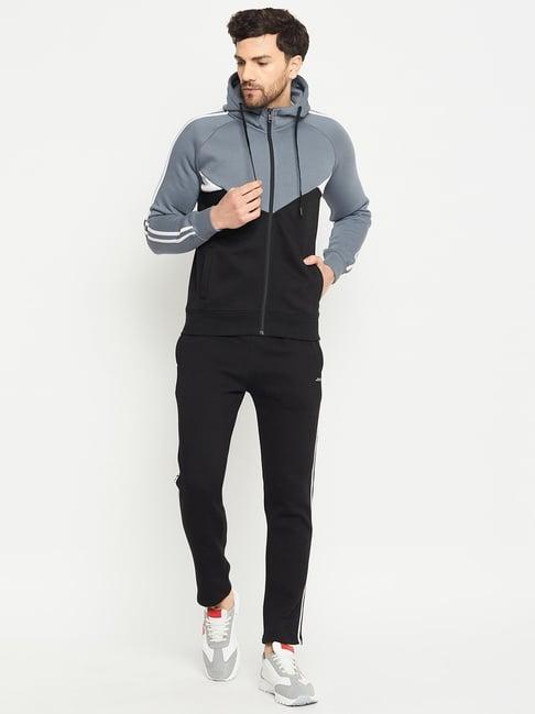 okane black regular fit colour block tracksuit