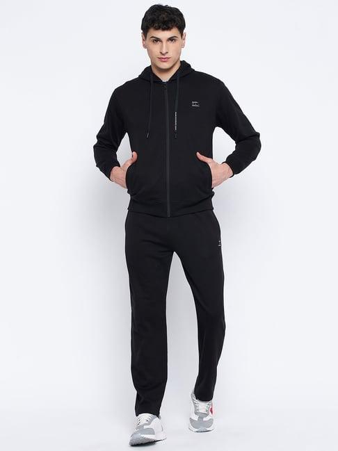 okane black regular fit tracksuits