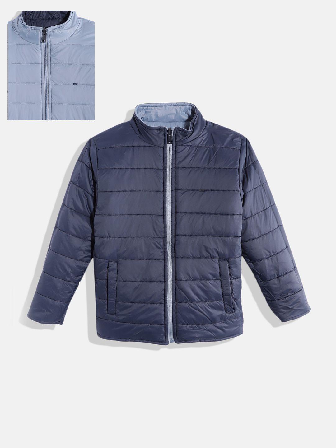 okane boys blue solid reversible padded jacket