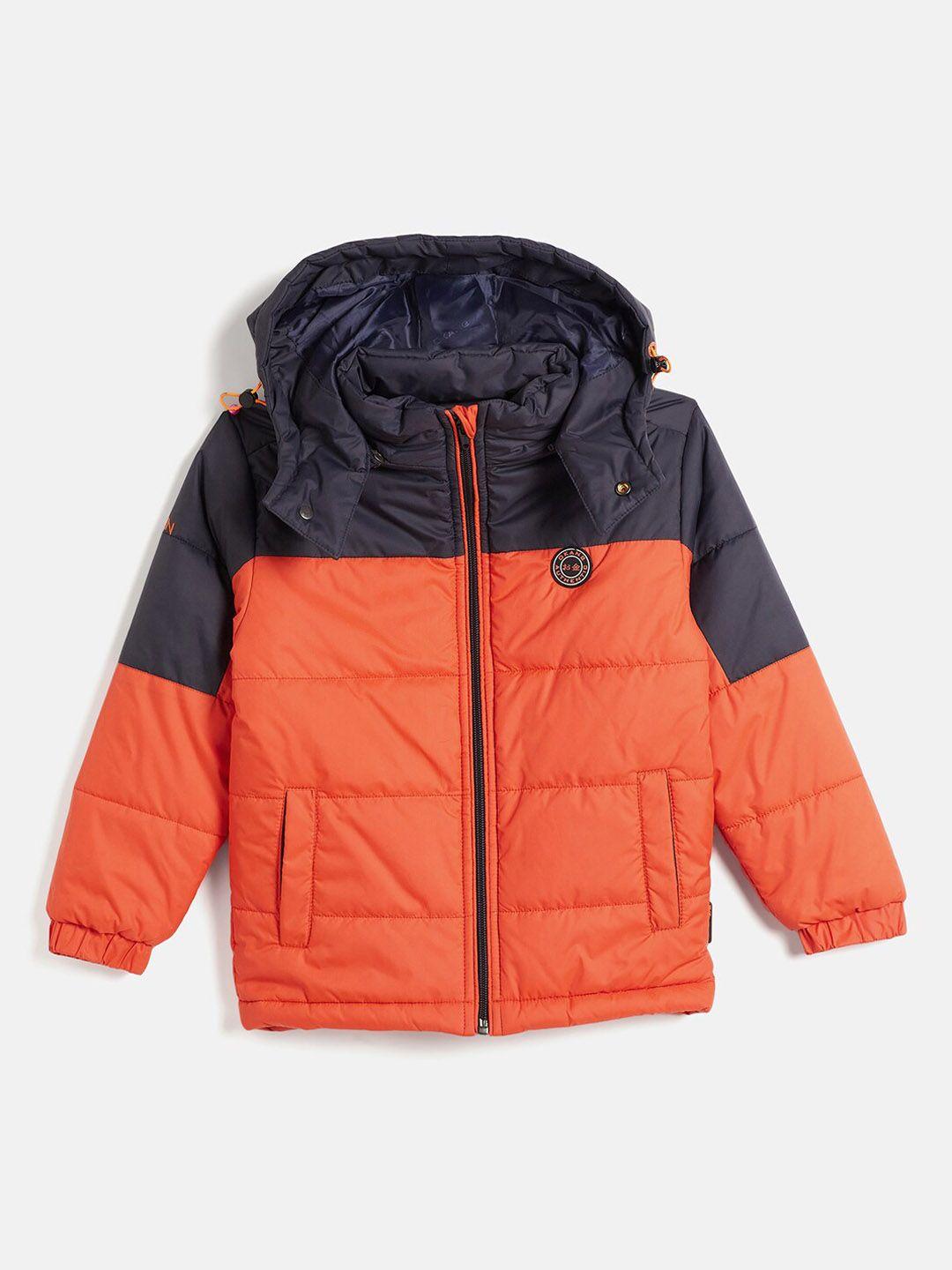 okane boys orange colourblocked lightweight fashion jacket