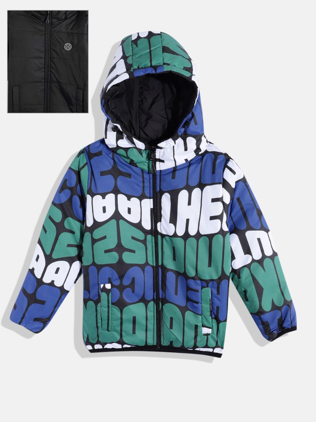 okane boys printed reversible padded jacket