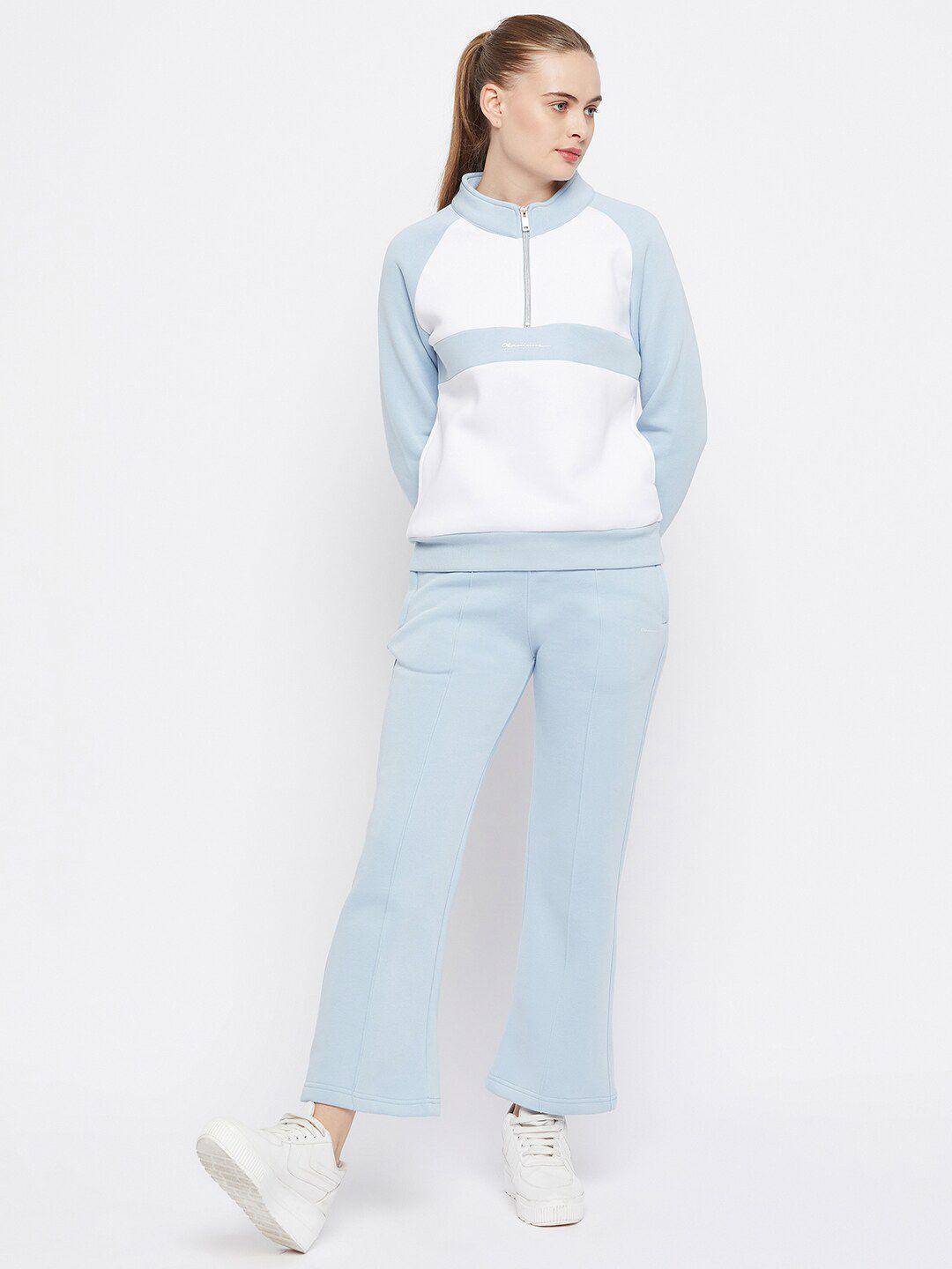 okane colorblocked zipper cotton fleece sweatshirt & track pants