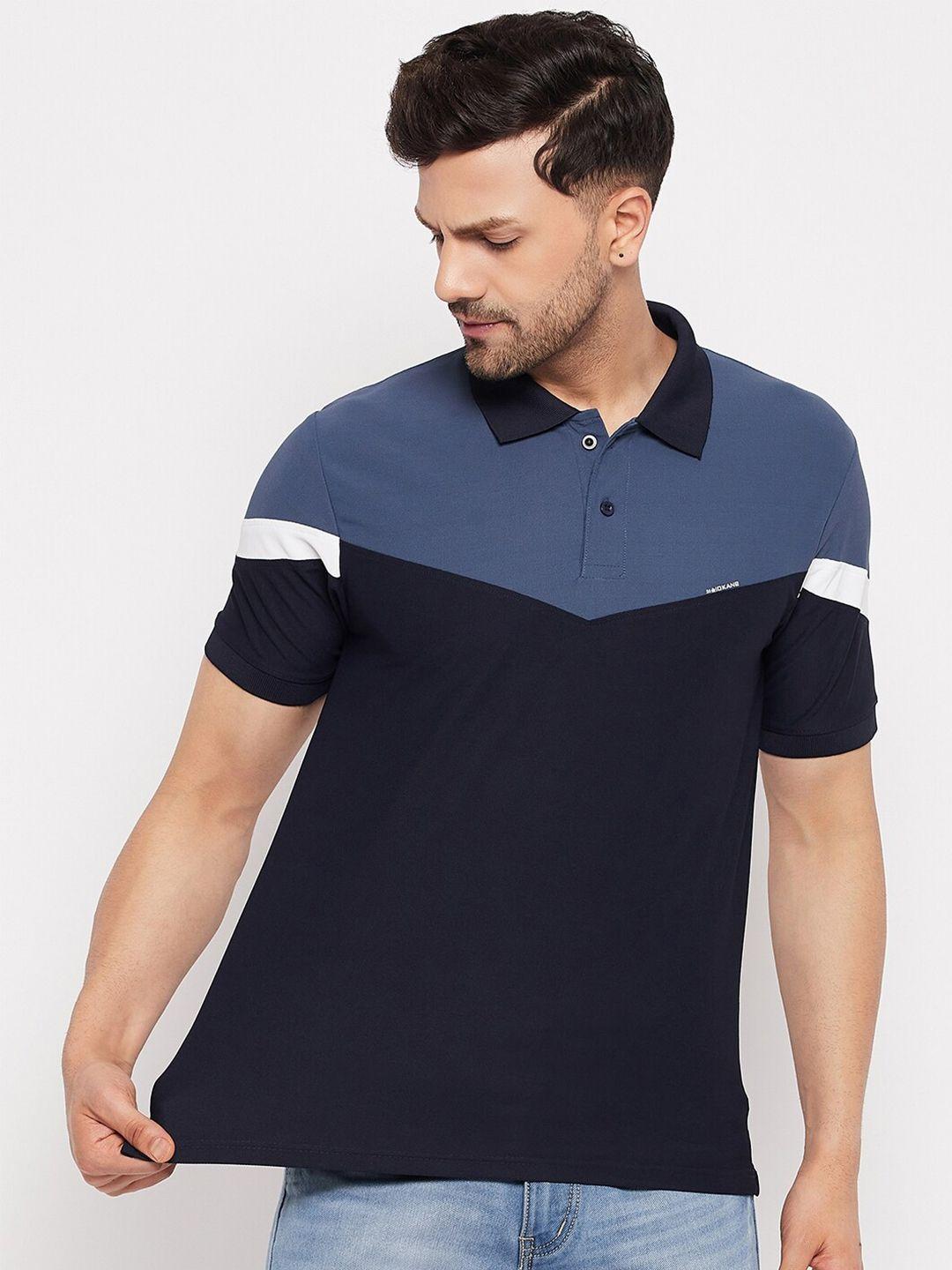 okane colourblocked polo collar t-shirt