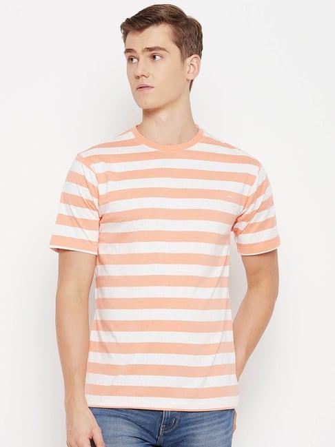 okane coral regular fit striped crew t-shirt