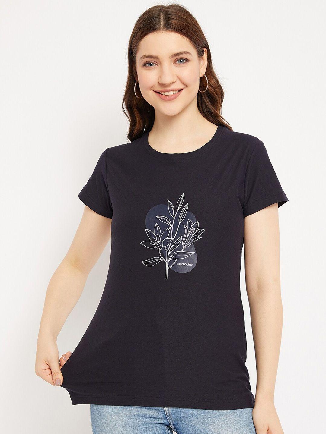 okane floral printed cotton t-shirt