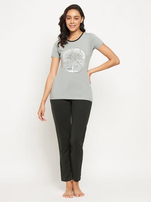 okane grey & black graphic print t-shirt with pyjamas