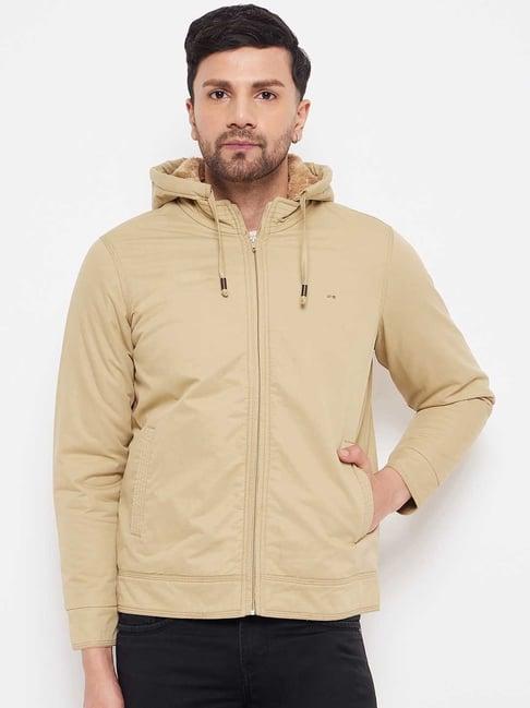 okane light khaki regular fit hooded jacket