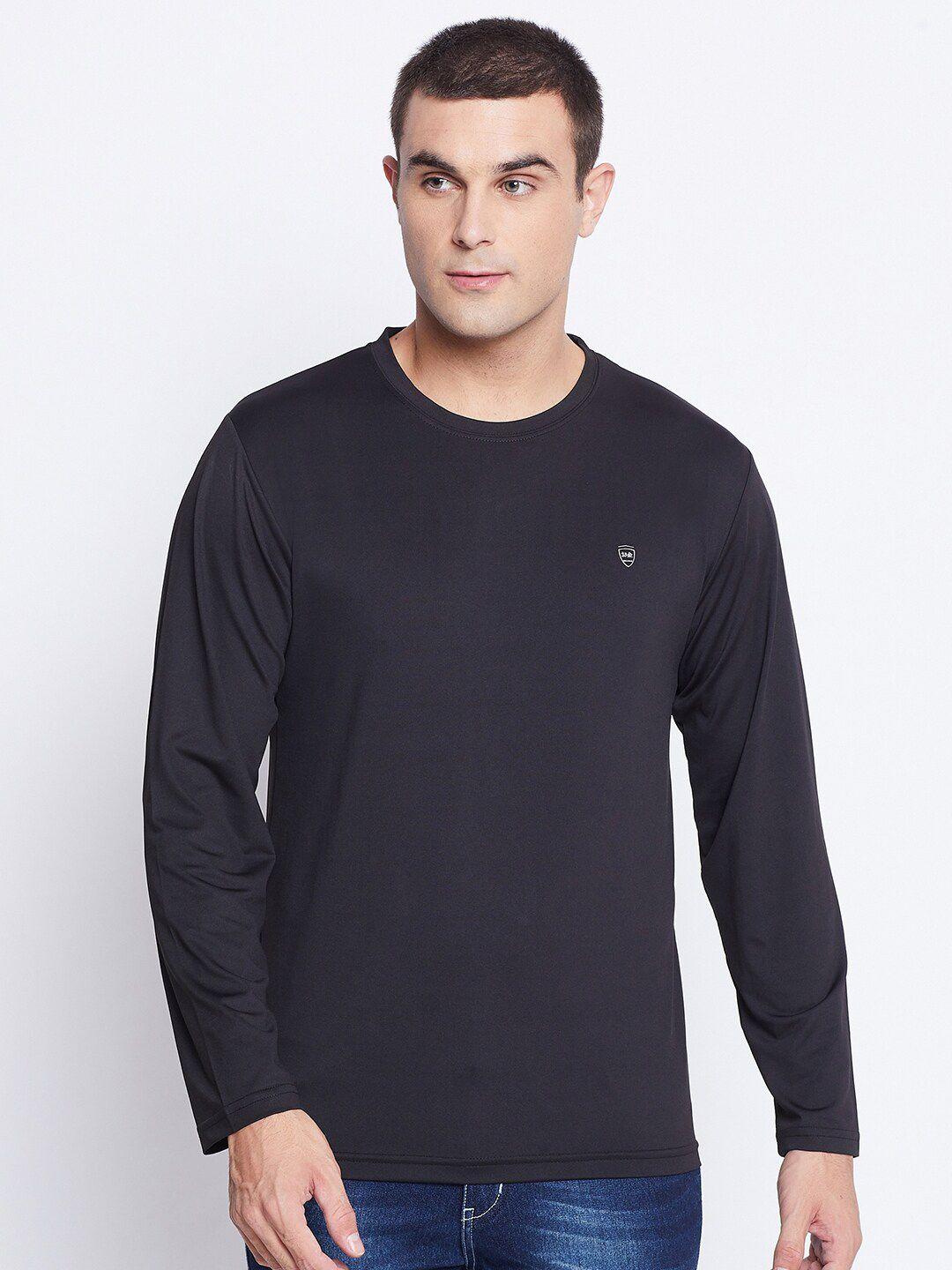 okane men black solid t-shirt