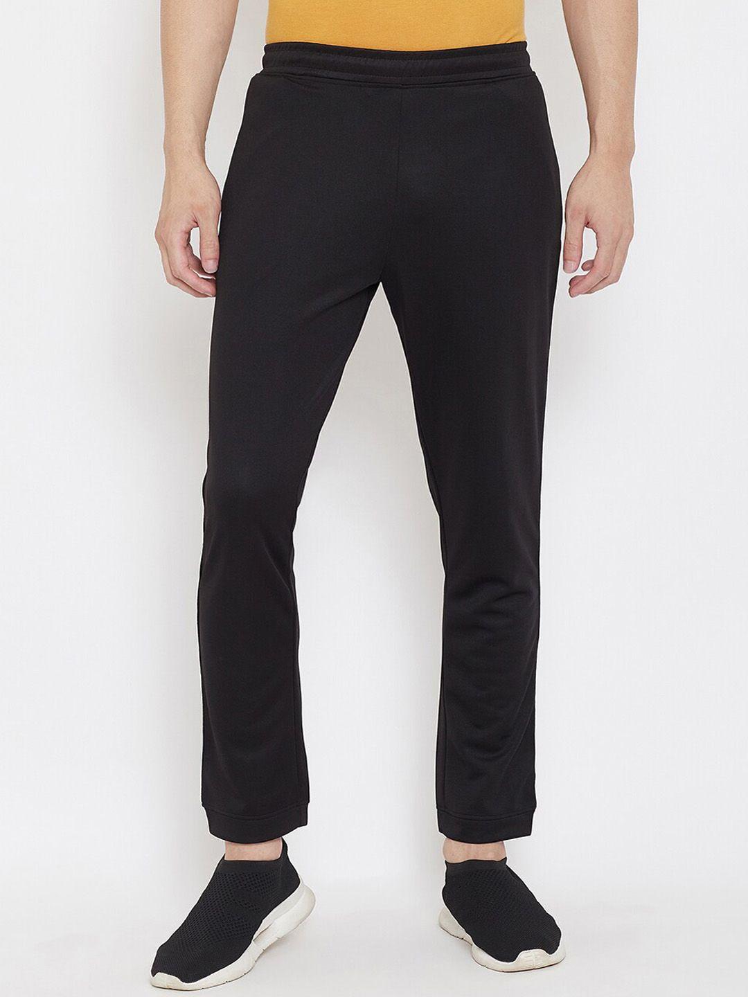 okane men black solid track pants