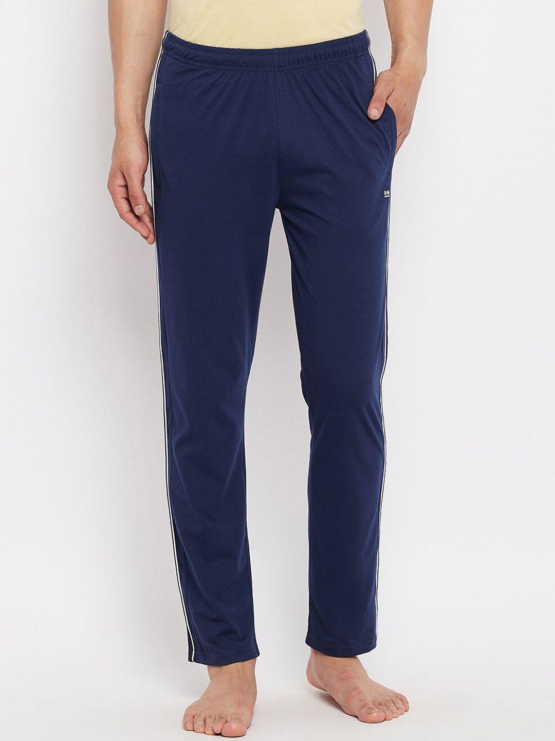 okane men blue solid lounge pants