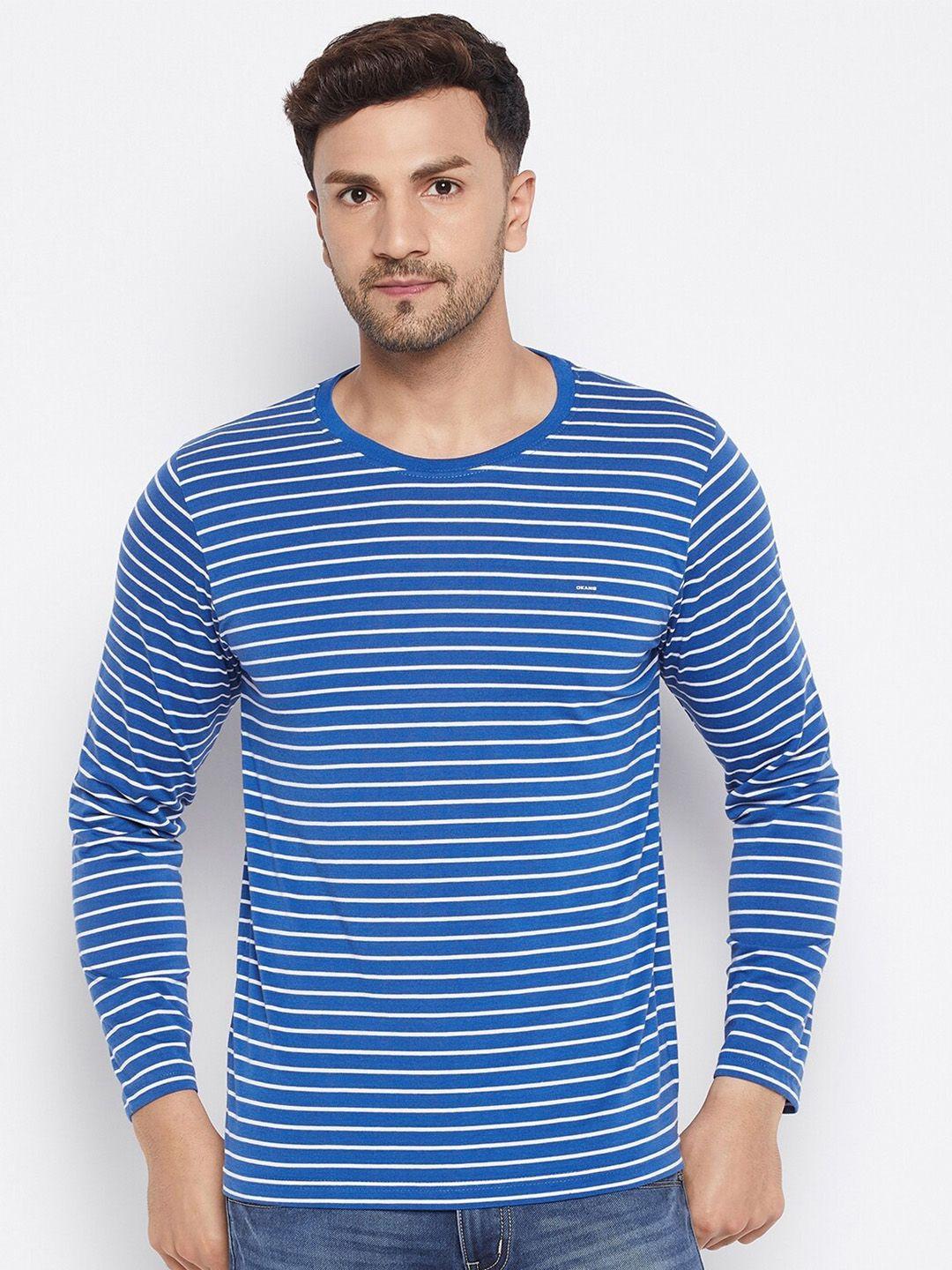 okane men blue striped t-shirt