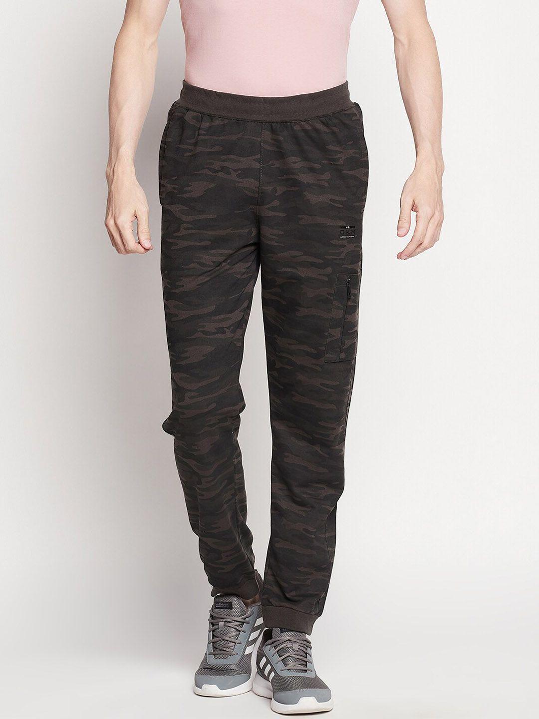 okane men grey camouflage regular cotton joggers