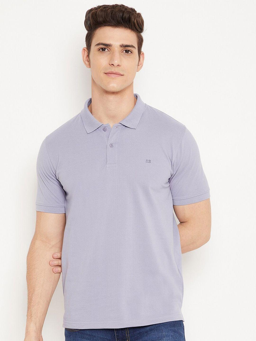 okane men mauve solid polo collar t-shirt