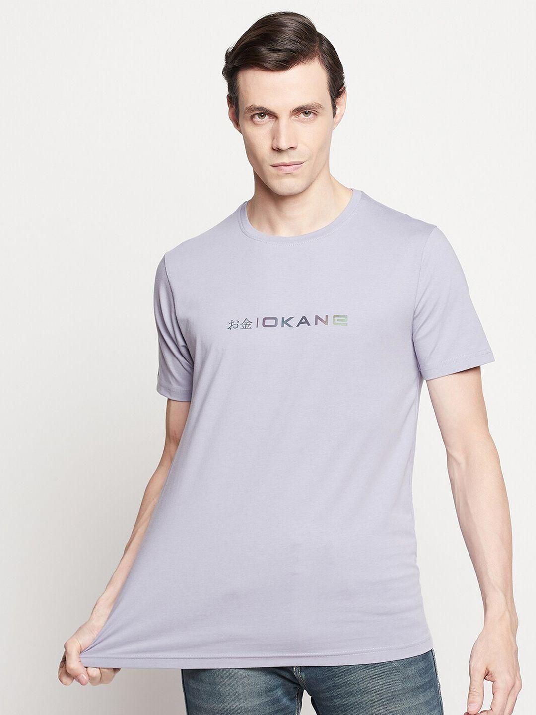 okane men mauve typography t-shirt