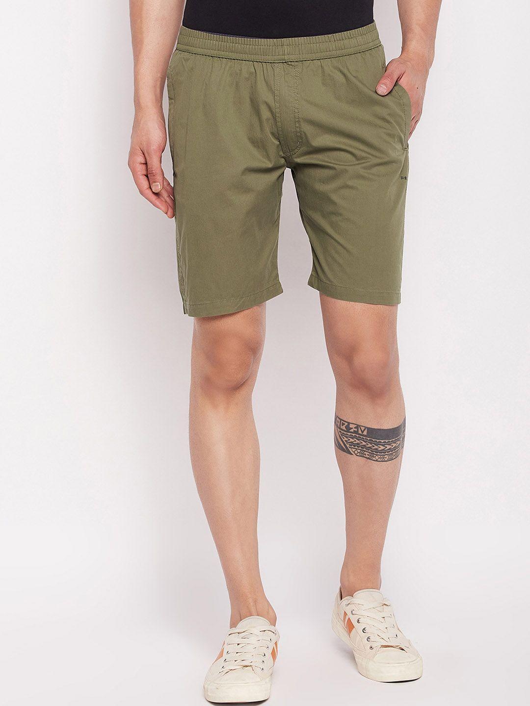 okane men mid rise woven cotton sports shorts