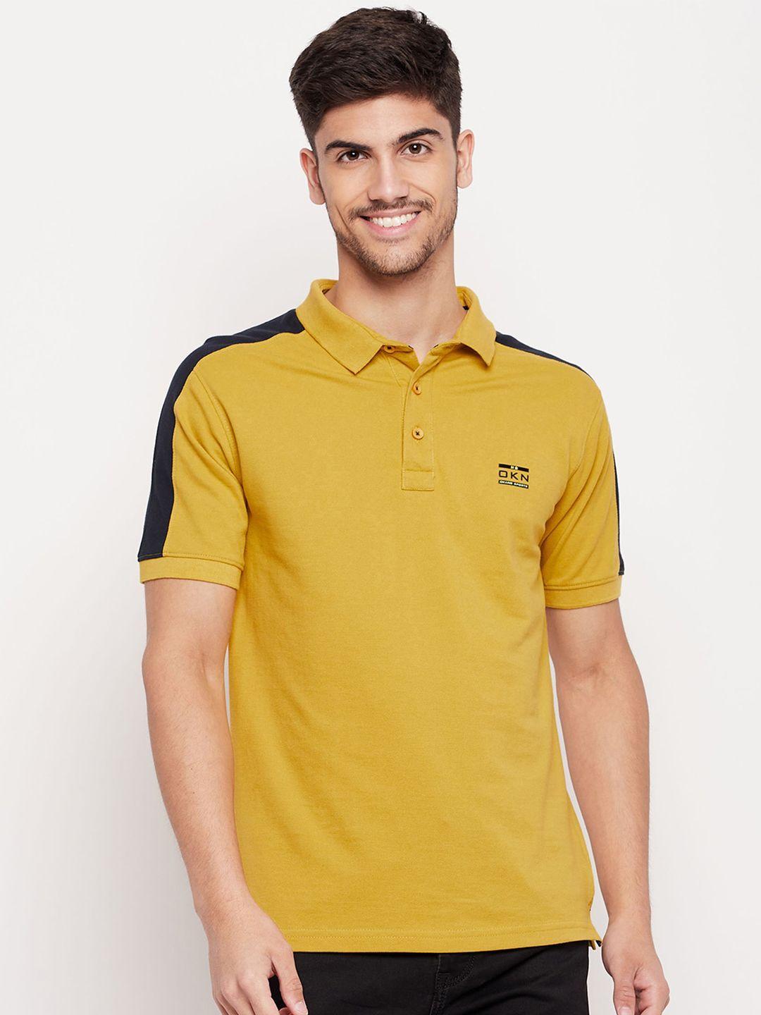 okane men mustard yellow polo collar t-shirt