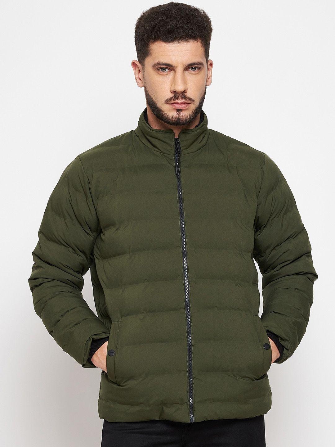 okane men olive green lightweight puffer jacket