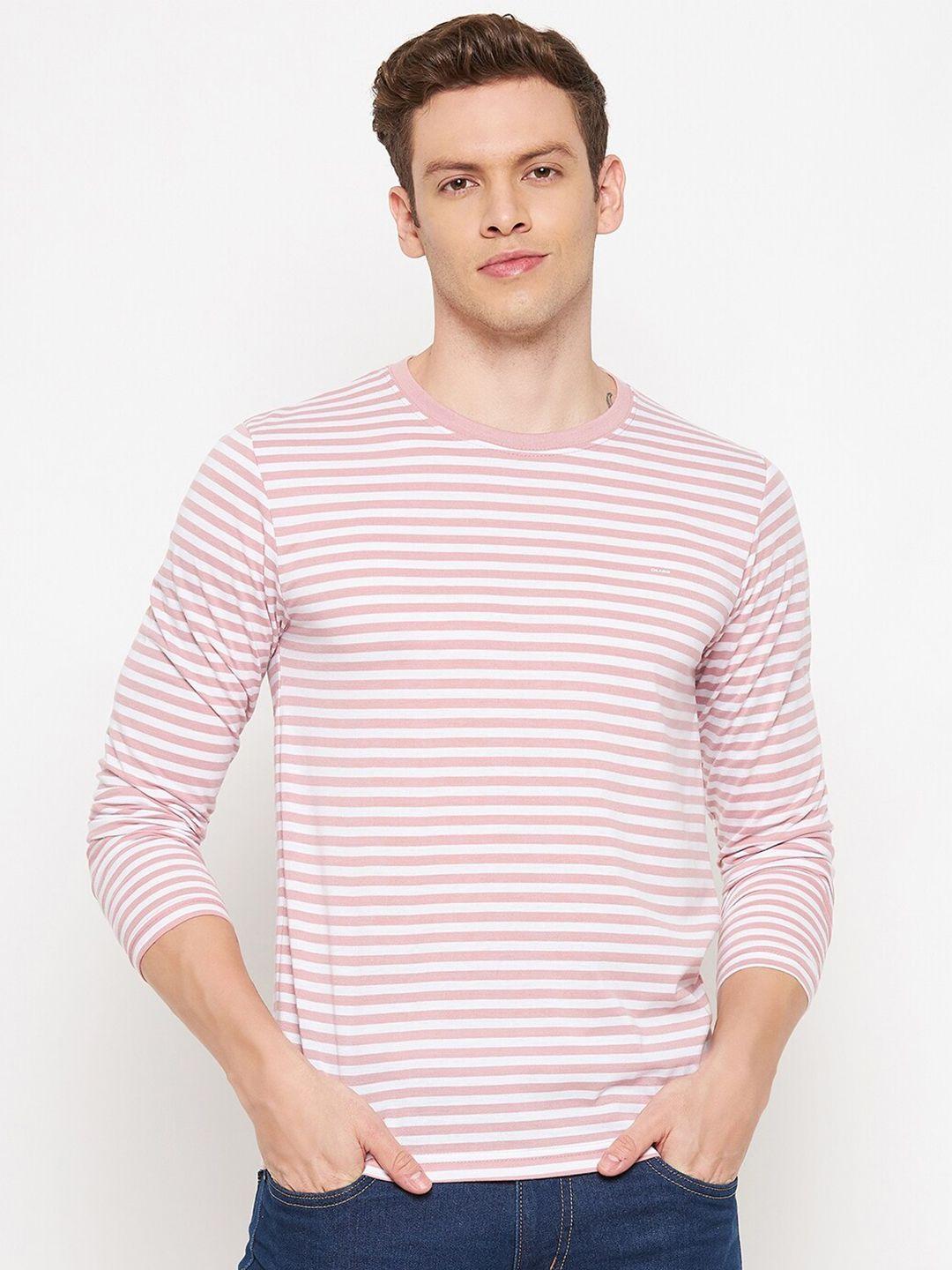 okane men pink & white striped t-shirt