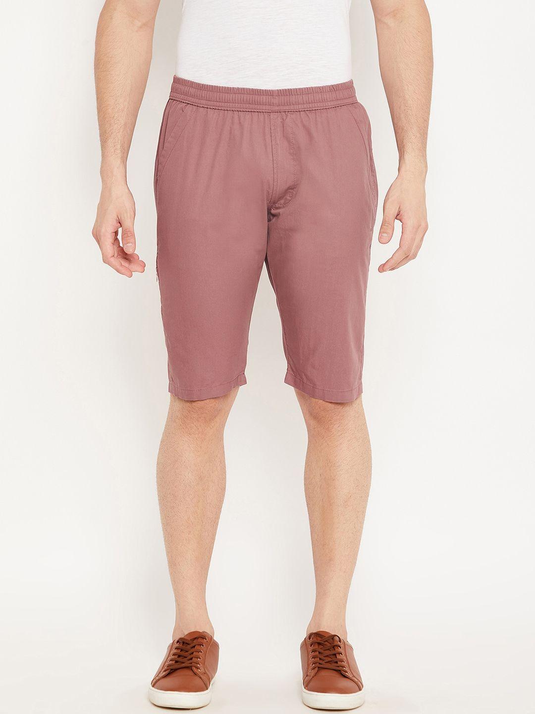 okane men pink solid shorts