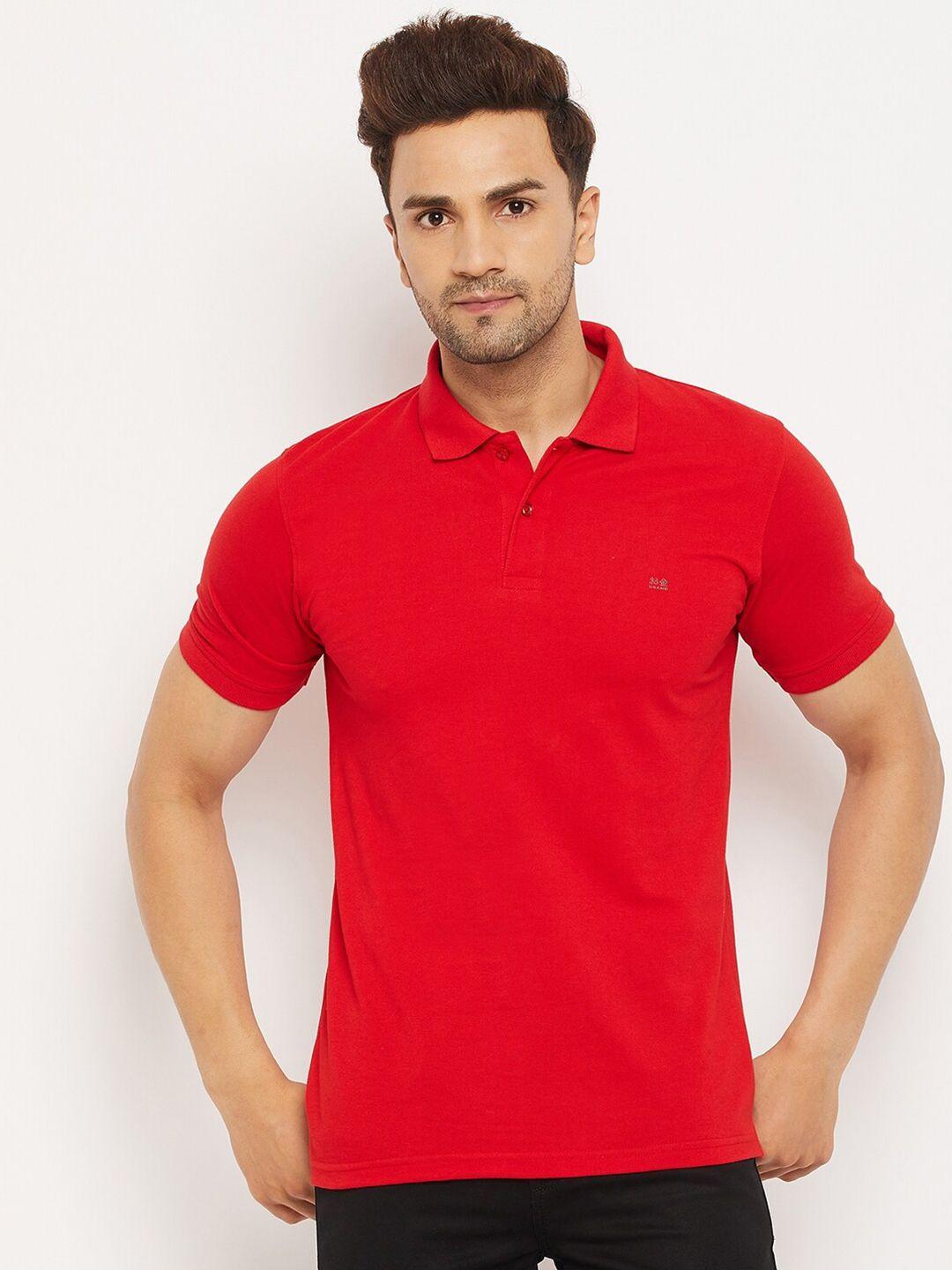 okane men red polo collar cotton t-shirt