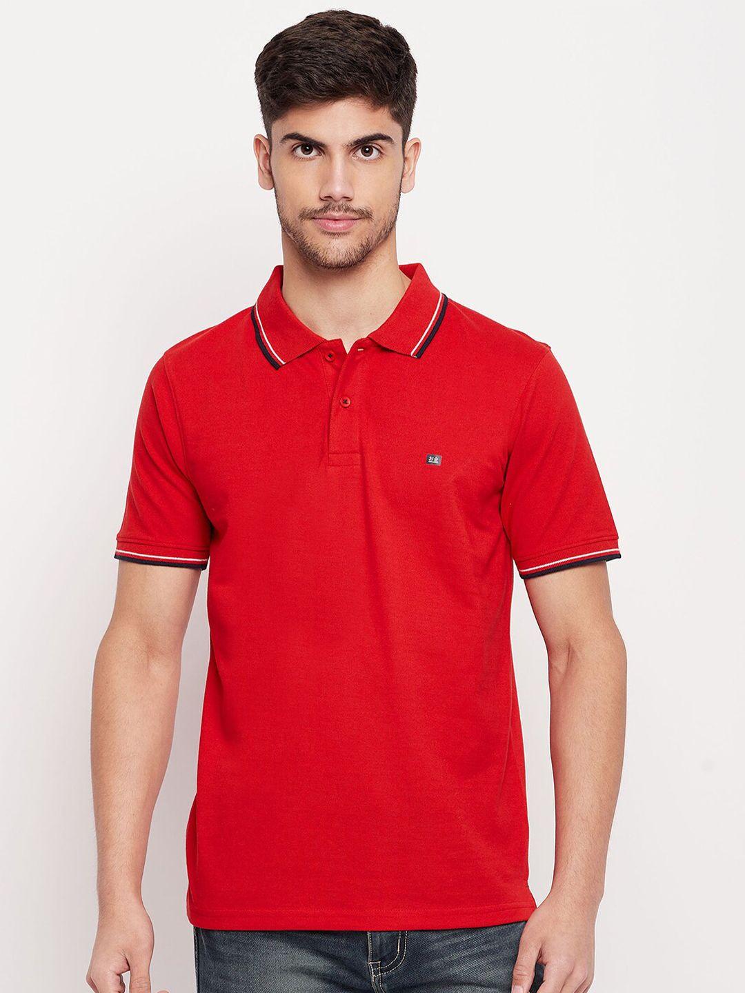 okane men red polo collar pockets t-shirt