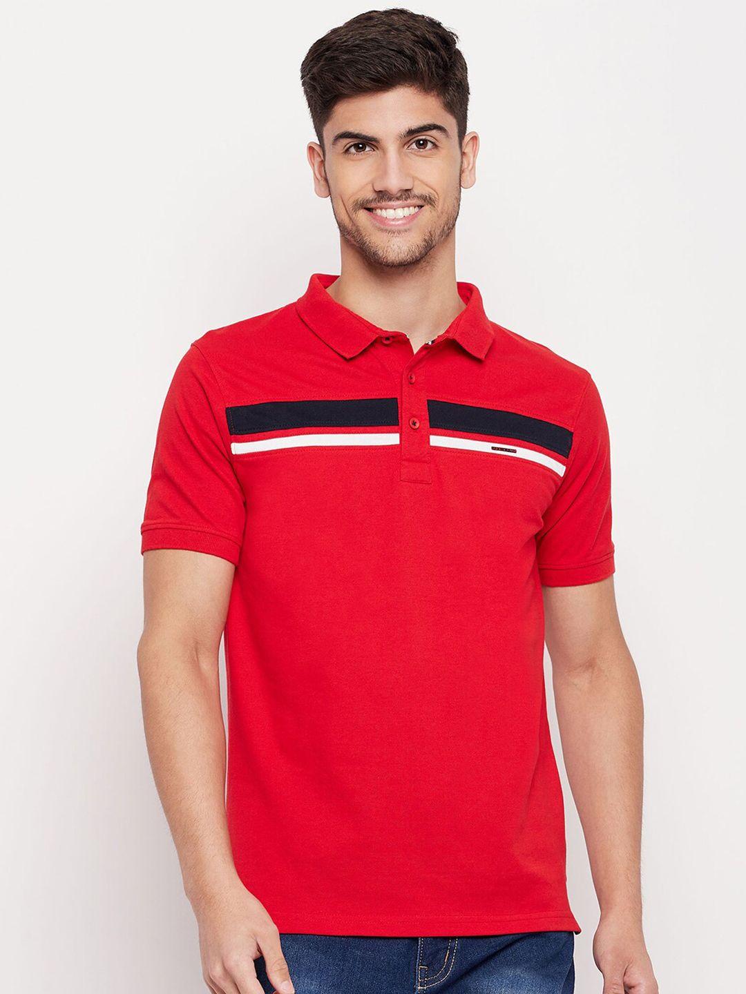 okane men red polo collar pockets t-shirt