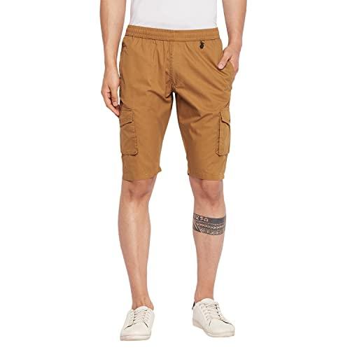 okane men regular fit cotton lounge shorts khaki