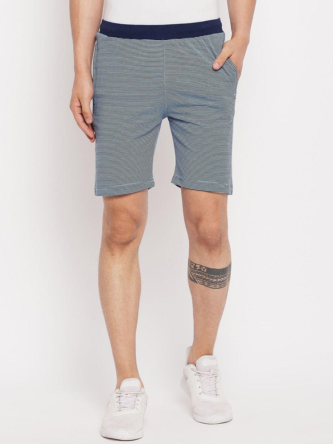 okane men striped cotton sports shorts