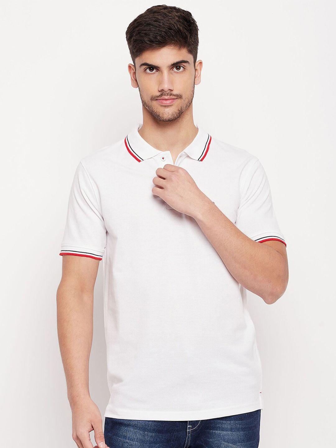 okane men white polo collar pockets t-shirt