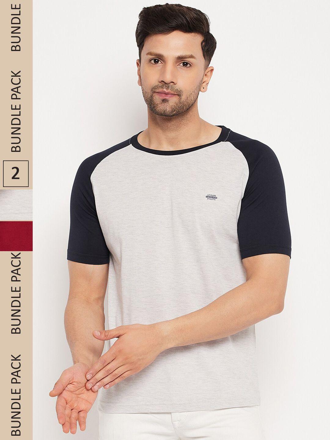 okane pack of 2 colourblocked raglan sleeves casual t-shirts