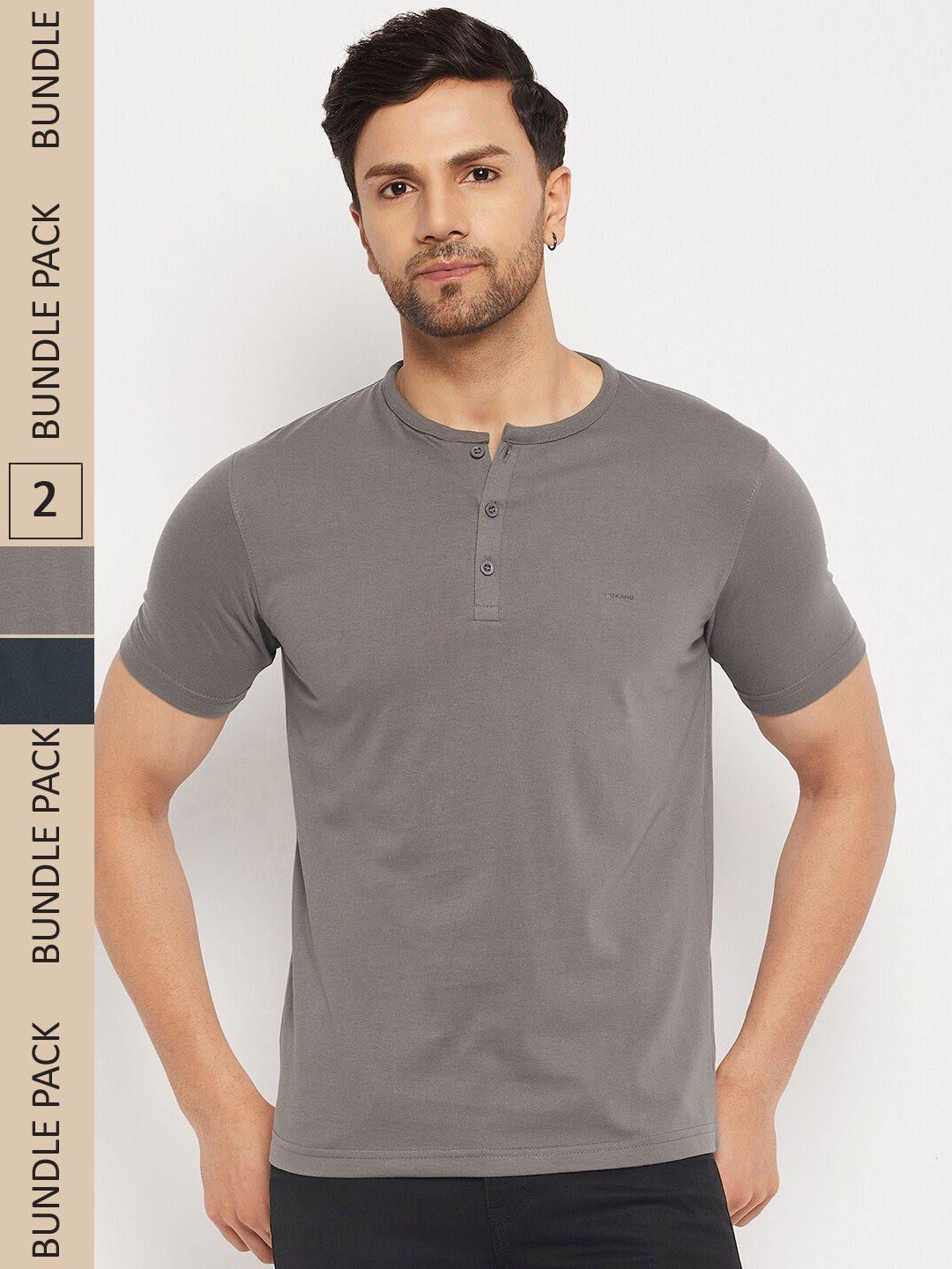 okane pack of 2 henley neck t-shirt