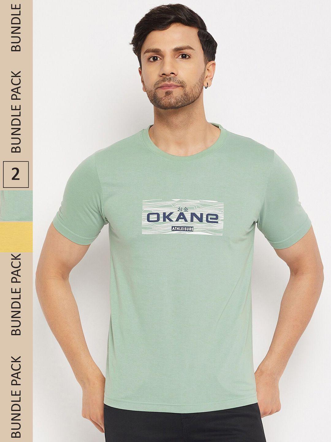 okane pack of 2 typography printed t-shirt